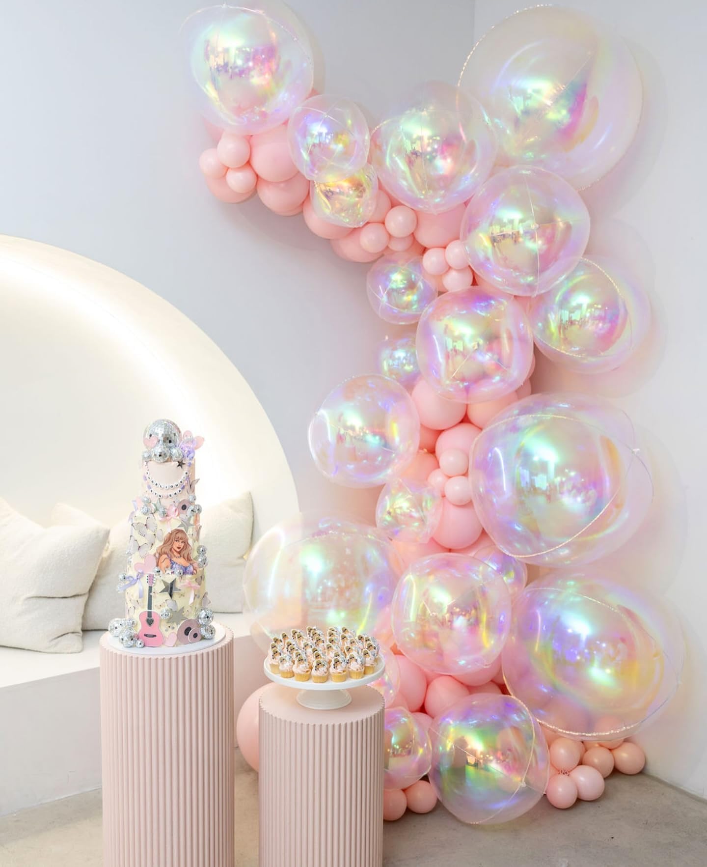 Biapian 12-Pack Iridescent Foil Balloons (10"/15"/22") – 4D Clear Balloon Set for Mermaid Birthday, Wedding, Baby Shower Decor