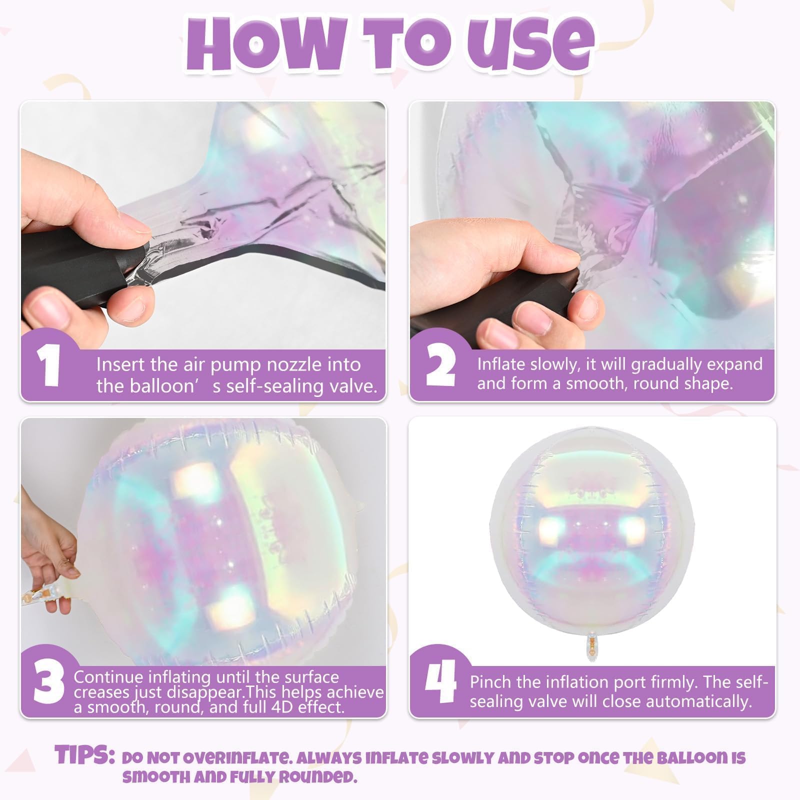 Biapian 12-Pack Pink Iridescent Foil Balloons – 4 Sizes (10-22 Inch) for Party Decor