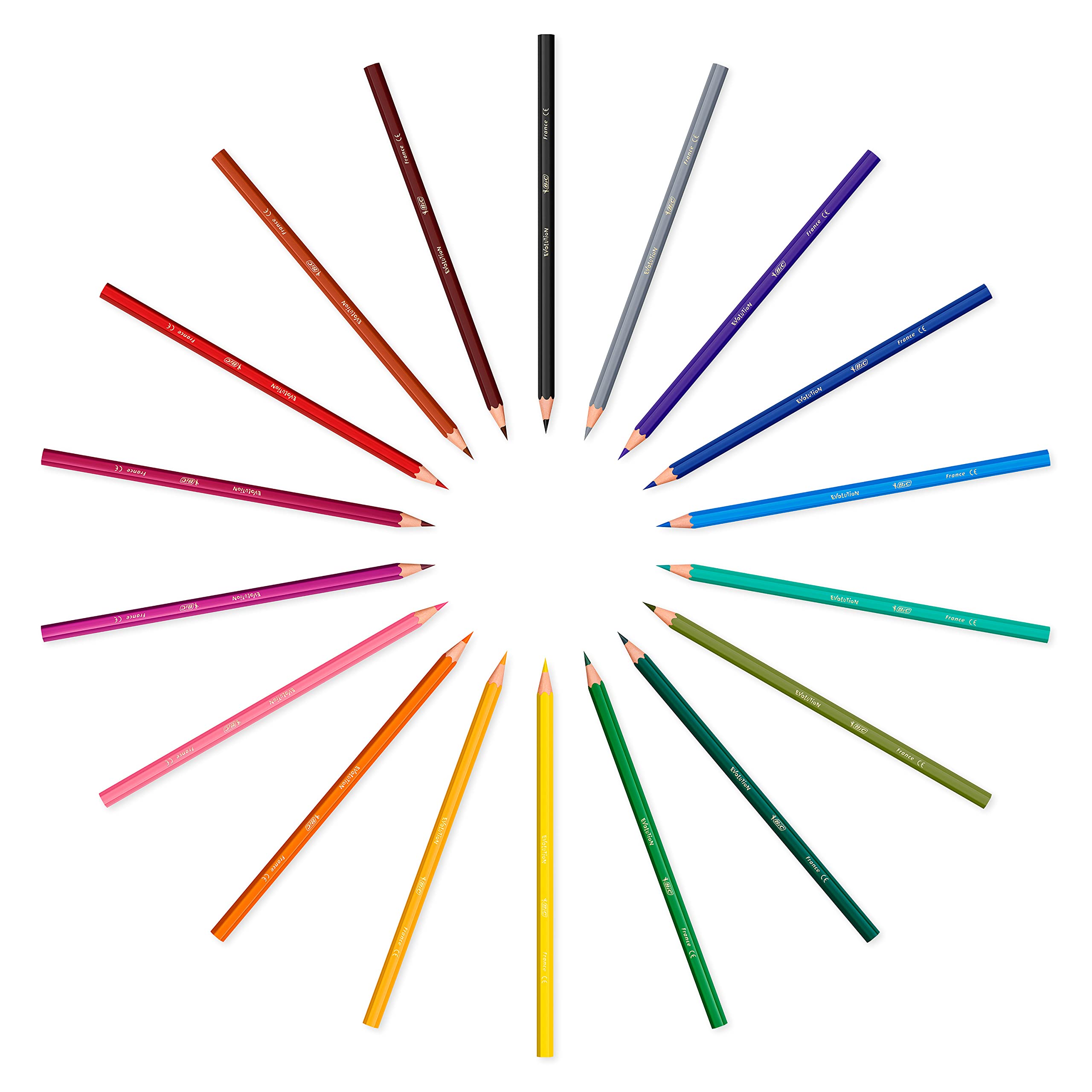 BIC Kids Evolution ECOlutions Colouring Pencils – 18 Assorted Colours in Metal Tin