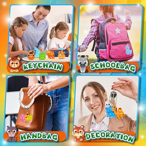 BicMan 30-Pack Animal Pop It Keychains – Bulk Party Favors for Kids, Classroom Prizes, Sensory Fidget Toys