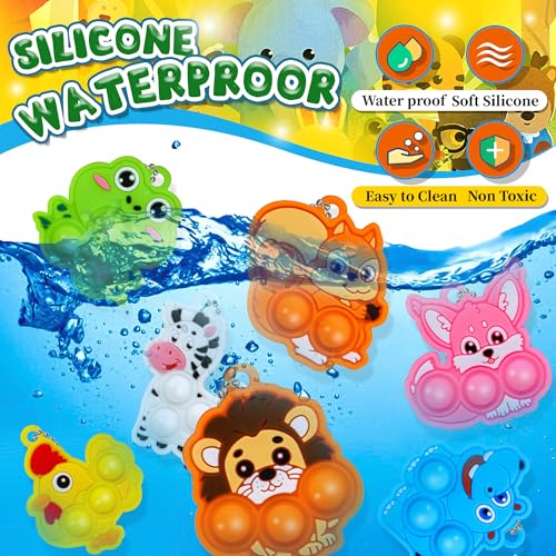 BicMan 30-Pack Animal Pop It Keychains – Bulk Party Favors for Kids, Classroom Prizes, Sensory Fidget Toys