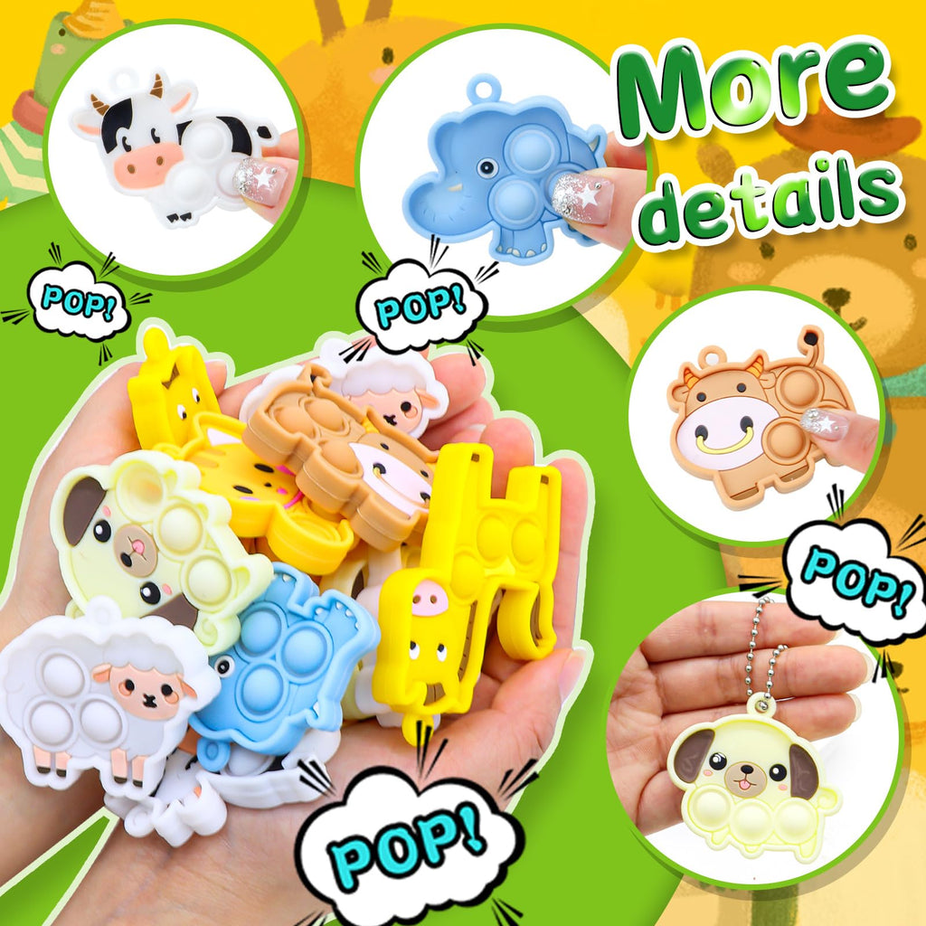 BicMan 30-Pack Pop It Keychains Bulk Set – Mini Silicone Fidget Toys for Kids & Adults, Party Favors, Classroom Prizes, Sensory Stress Relief