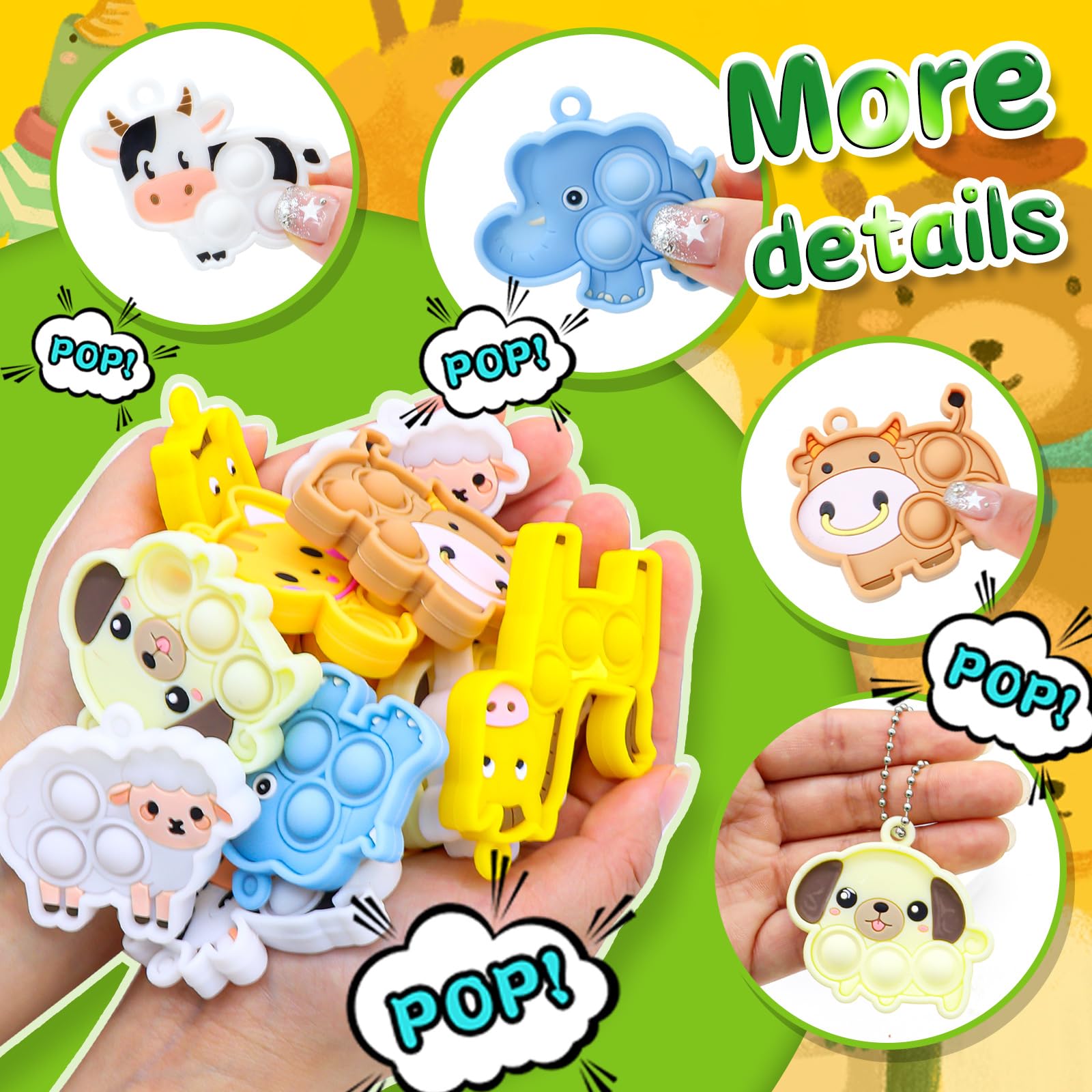 BicMan 30-Pack Pop It Keychains Bulk Set – Mini Silicone Fidget Toys for Kids & Adults, Party Favors, Classroom Prizes, Sensory Stress Relief