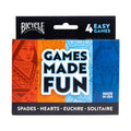 Bicycle 4-in-1 Card Game Pack – Euchre, Hearts, Spades & Solitaire Decks