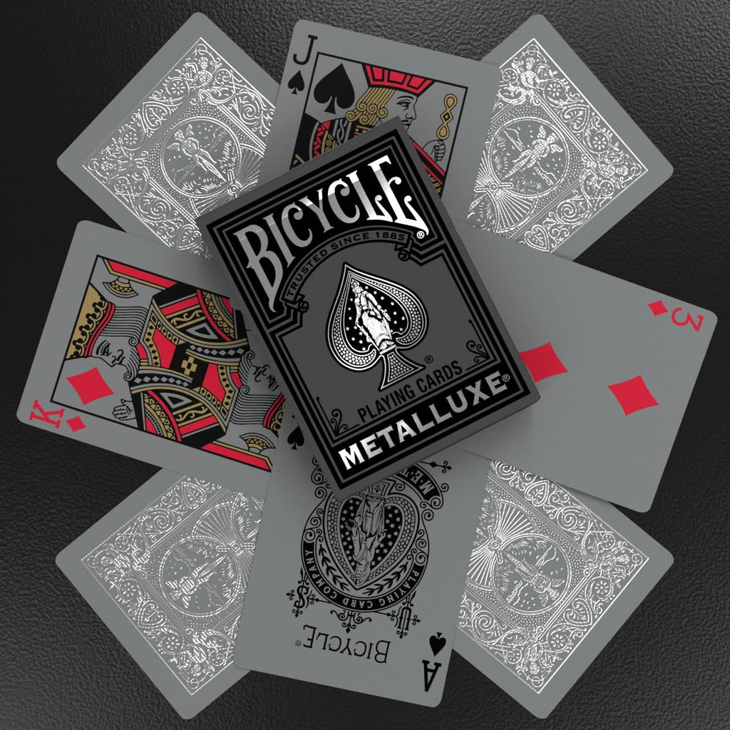 Bicycle Black and Silver Metalluxe Playing Cards – Premium Foil Deck, Classic Poker Size, Made in USA