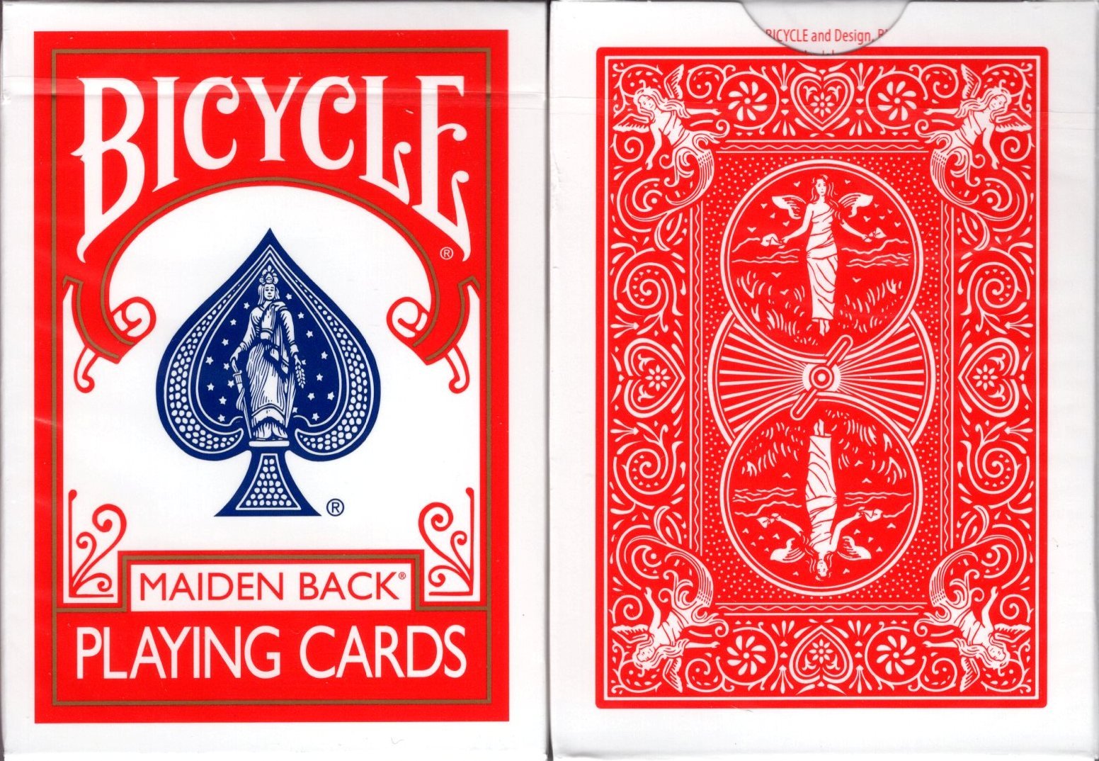 Bicycle Maiden Back Marked Playing Cards – Poker Size Deck with Red or Blue Backs