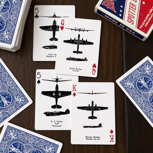 Bicycle Spotter WWII Aircraft Playing Cards – Blue Reproduction Deck with Rider Back, 52 Cards