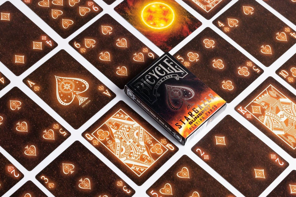 Bicycle Sunspot Stargazer Playing Cards – Vibrant Solar Design with Air-Cushion Finish