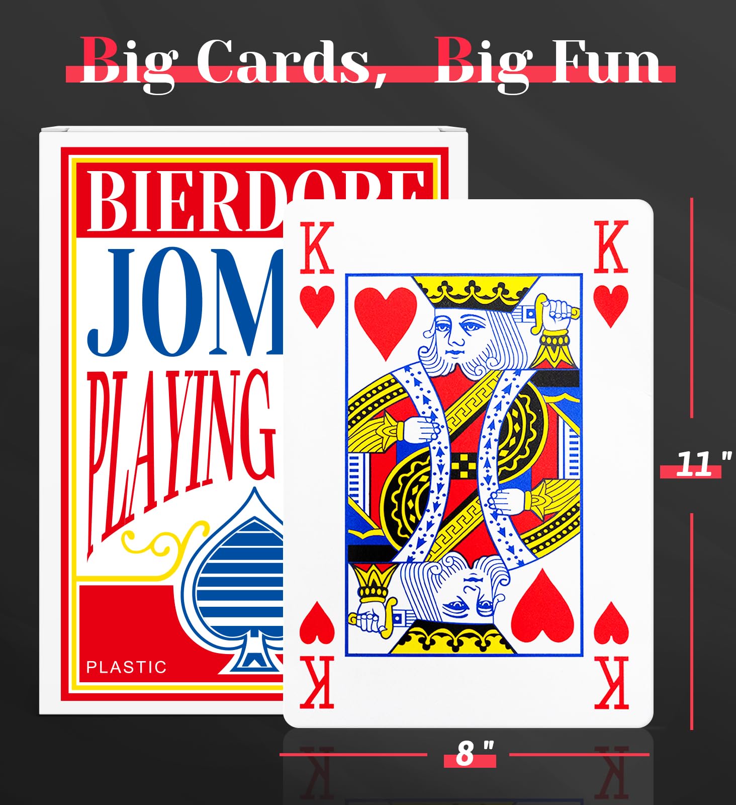 BIERDORF Giant Playing Cards 8x11 Inches – Jumbo Deck for Low Vision & Seniors
