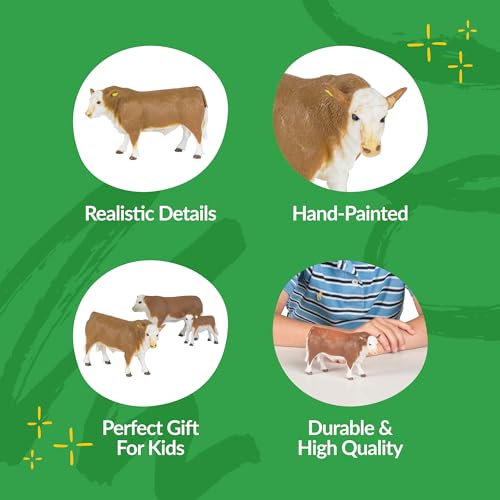 Big Country Toys 1:20 Scale Hand-Painted Hereford Bull Figurine - Realistic Farm Animal Toy