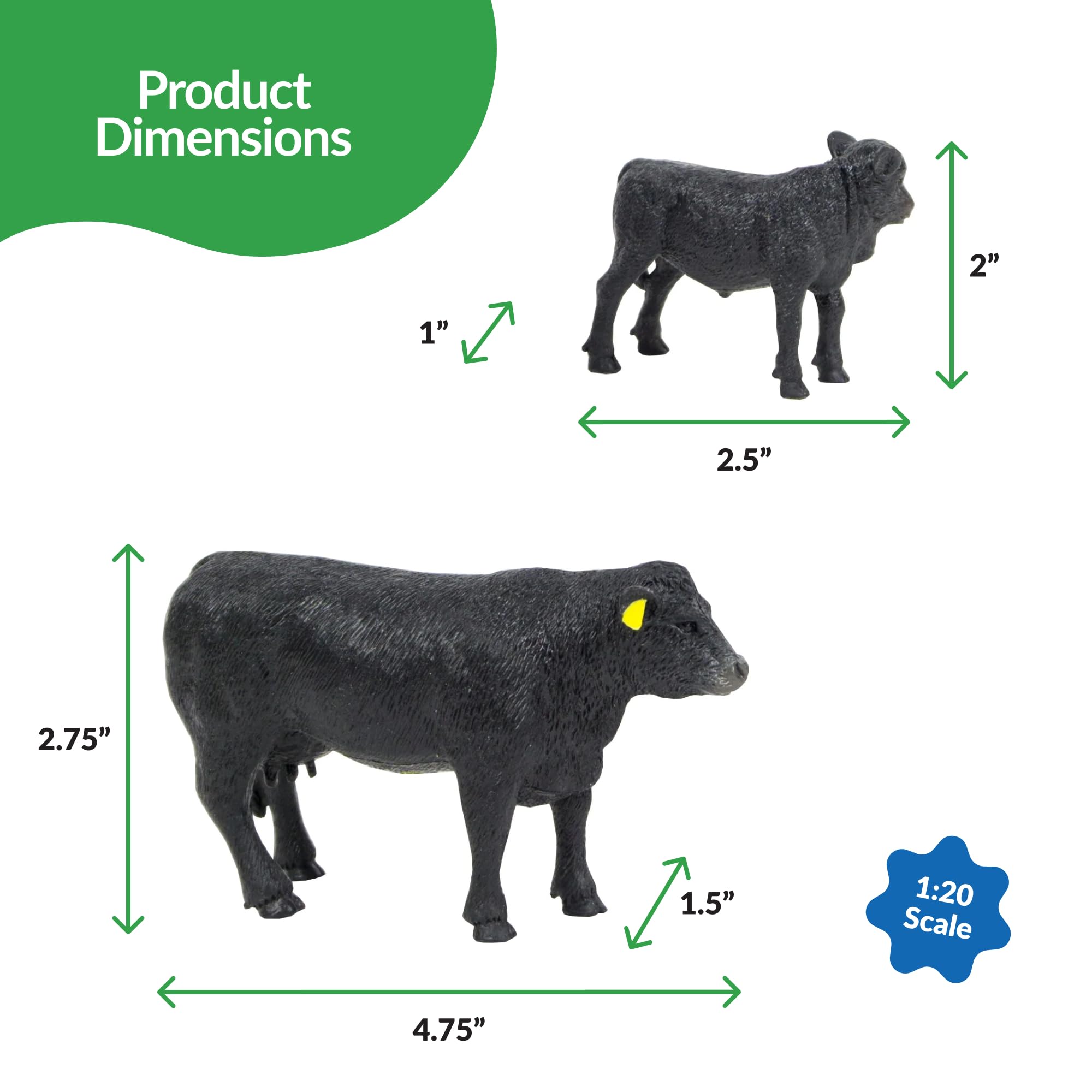 Big Country Toys Angus Cow & Calf 1:20 Scale Hand Painted Farm Animal Figurine Pair
