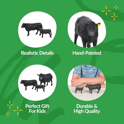 Big Country Toys Angus Cow & Calf 1:20 Scale Hand Painted Farm Animal Figurine Pair