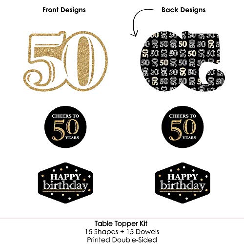 Big Dot of Happiness 50th Birthday Gold Centerpiece Sticks - 15 Piece Set
