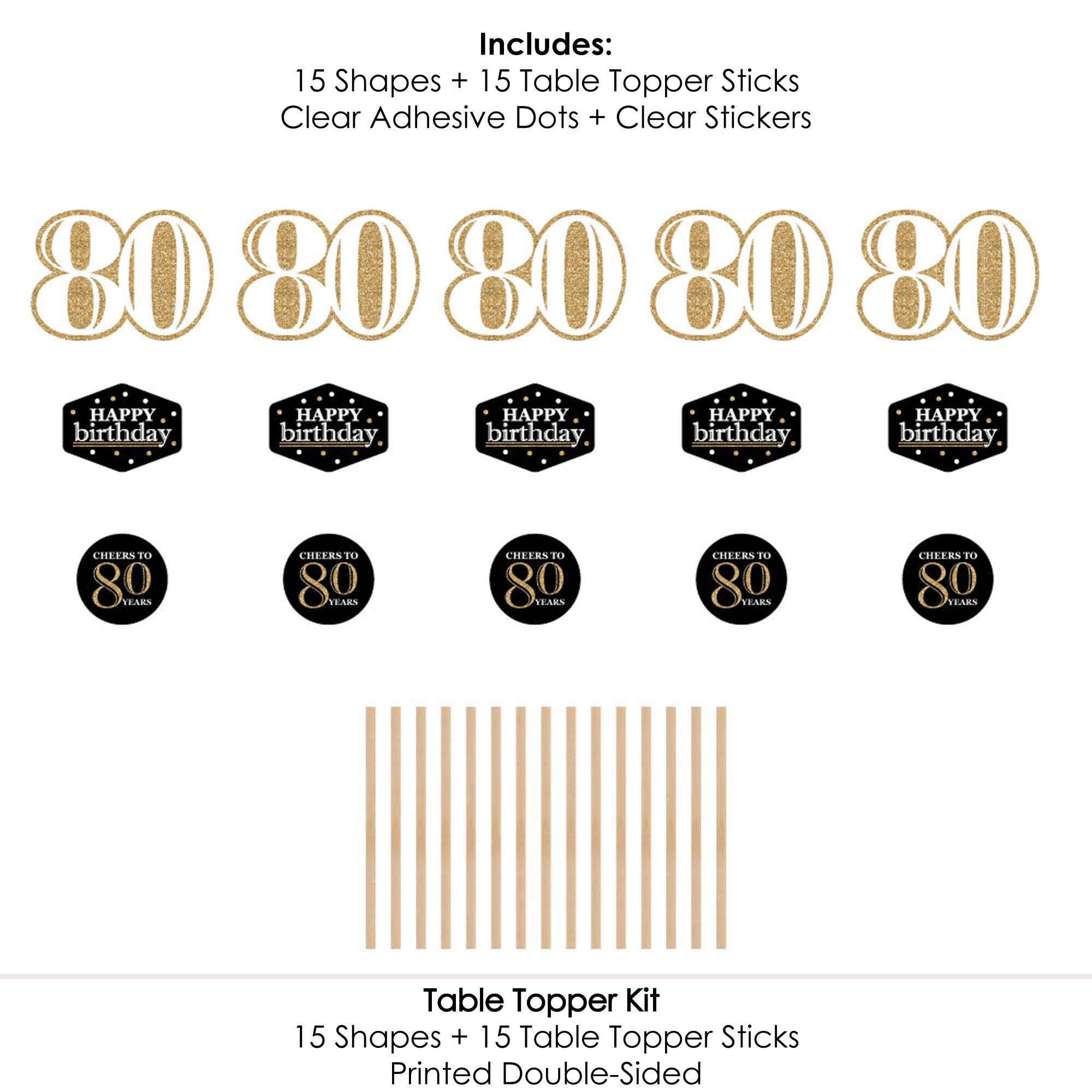 Big Dot of Happiness 80th Birthday Gold Centerpiece Sticks - 15 Table Toppers with Sticks