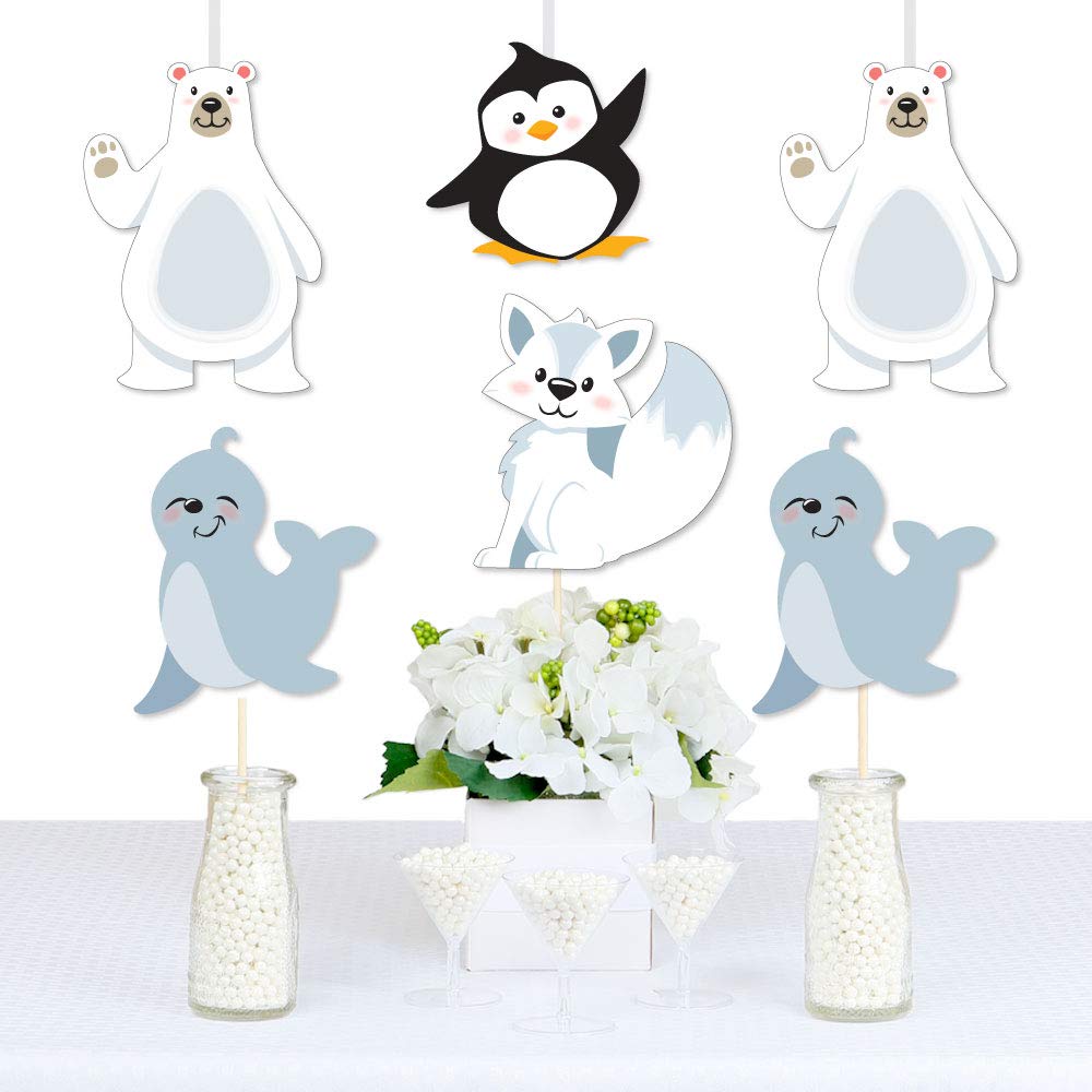 Big Dot of Happiness Arctic Polar Animals Decoration Set - 20 DIY Cutouts for Baby Shower or Birthday