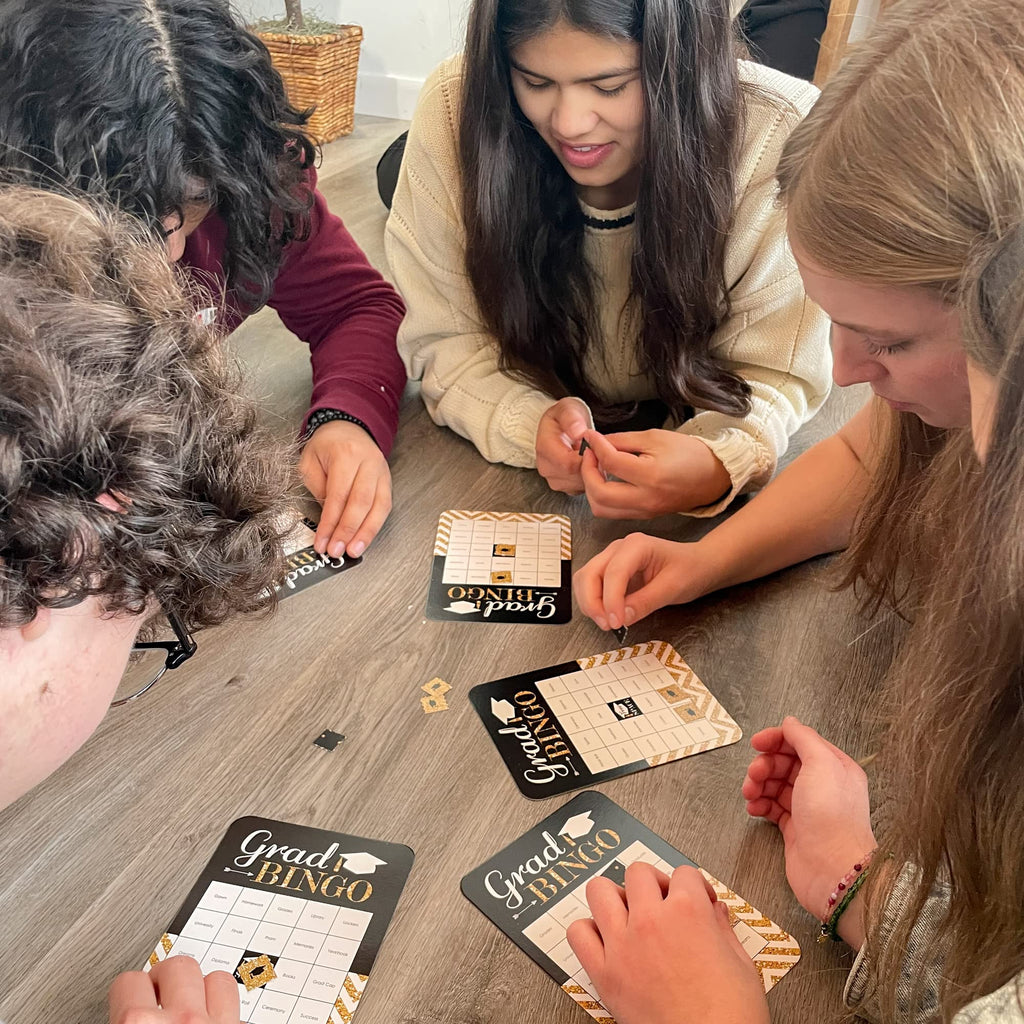 Big Dot of Happiness Graduation Bingo: Gold Tassel Game with 18 Cards