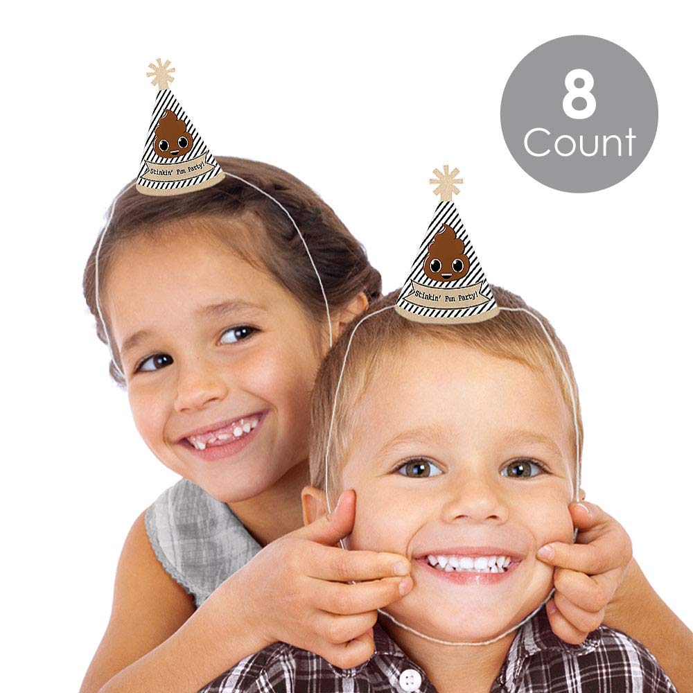 Big Dot of Happiness Poop Emoji Mini Cone Party Hats – Set of 8 for Poop-Themed Parties