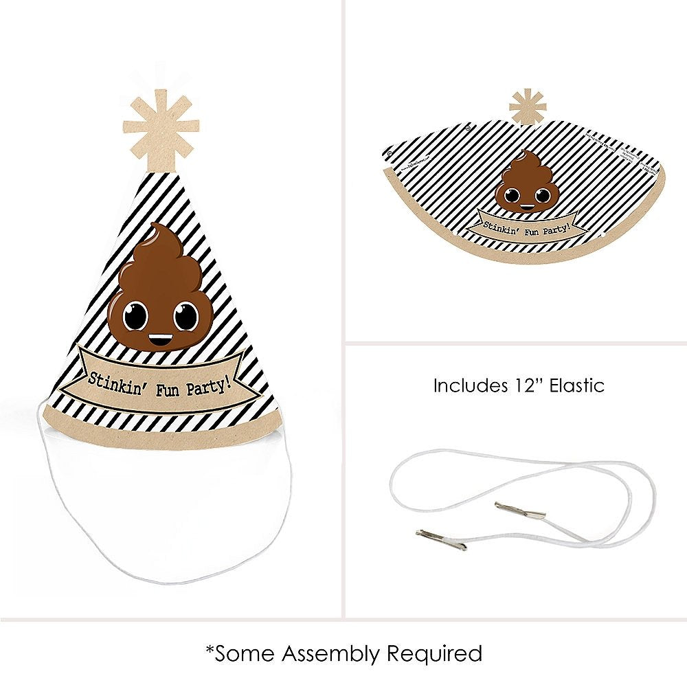 Big Dot of Happiness Poop Emoji Mini Cone Party Hats – Set of 8 for Poop-Themed Parties