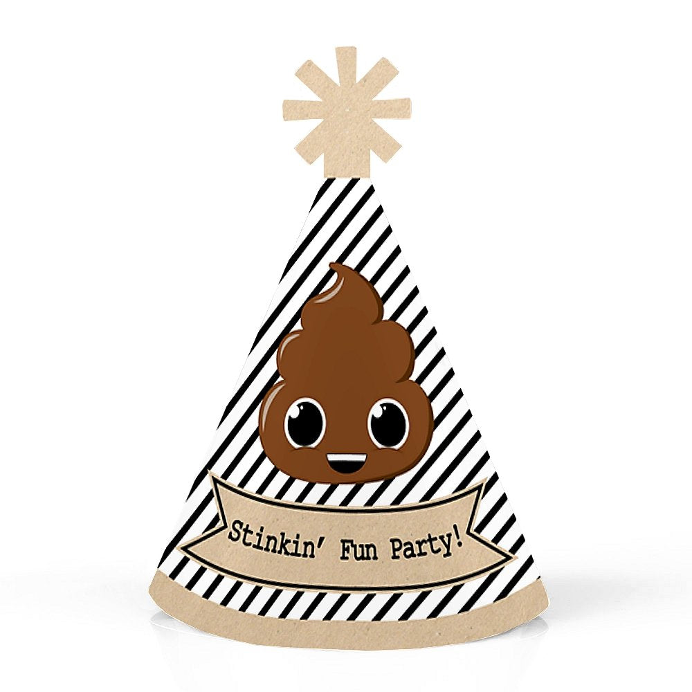 Big Dot of Happiness Poop Emoji Mini Cone Party Hats – Set of 8 for Poop-Themed Parties
