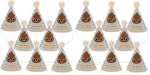 Big Dot of Happiness Poop Emoji Mini Cone Party Hats – Set of 8 for Poop-Themed Parties