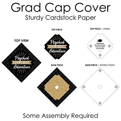 Big Dot of Happiness Psychology Grad Cap Cover Kit – Psyched for My Next Adventure