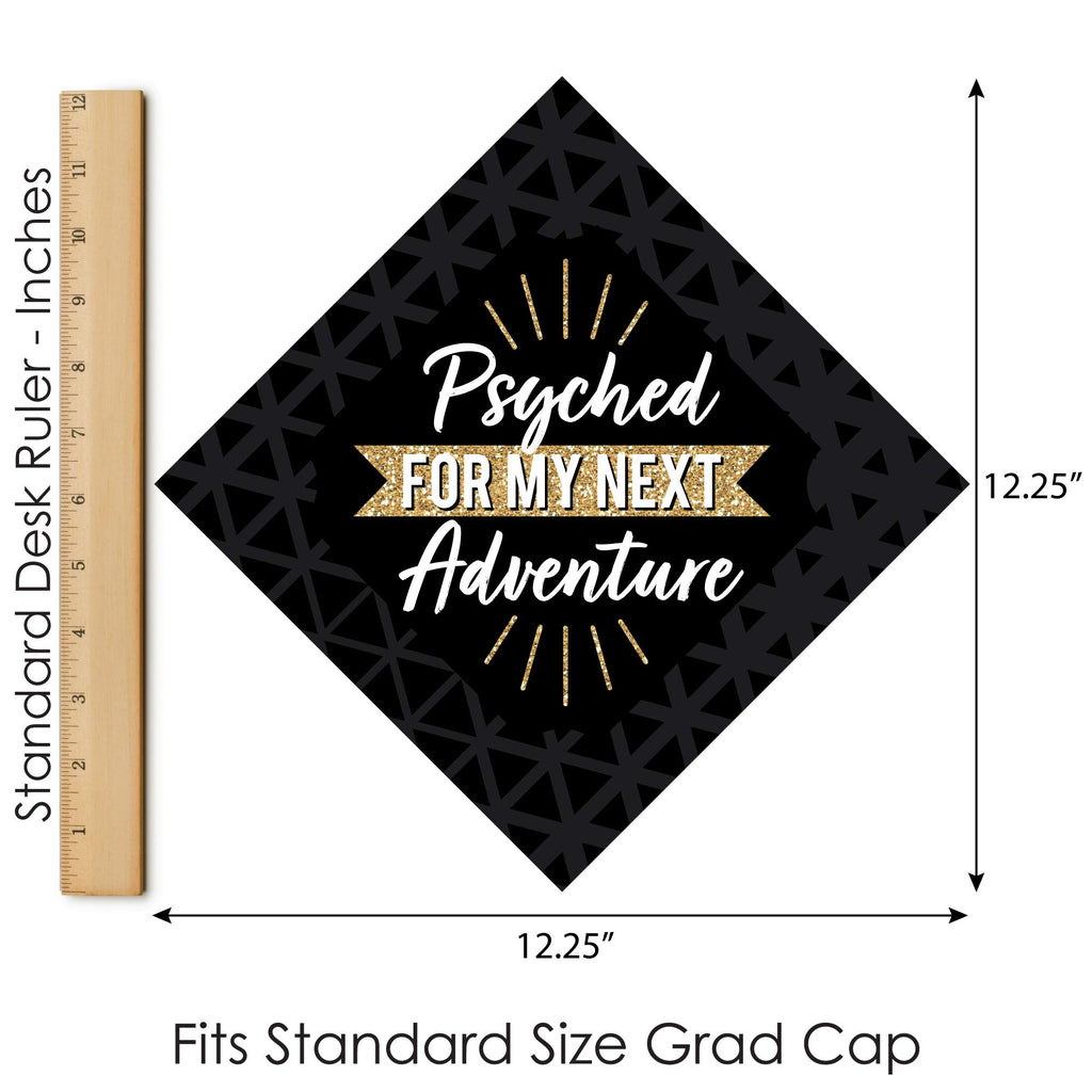 Big Dot of Happiness Psychology Grad Cap Cover Kit – Psyched for My Next Adventure