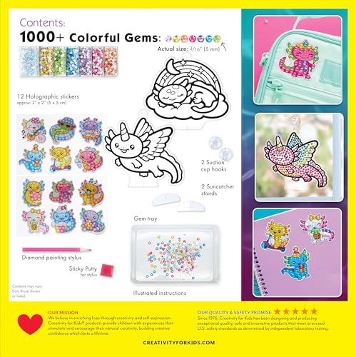 Big Gem Diamond Painting Kit – Axolotl Stickers & Suncatchers for Kids Ages 6-8+