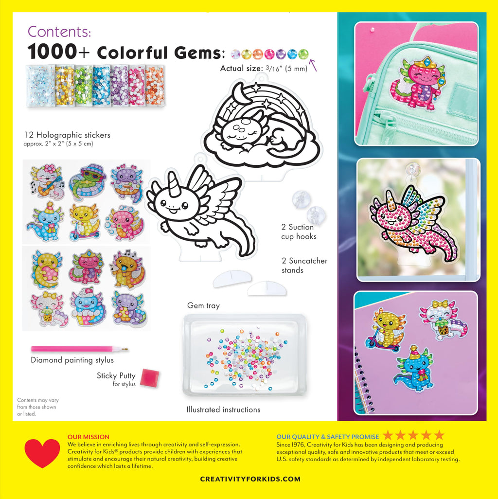 Big Gem Diamond Painting Kit – Axolotl Stickers & Suncatchers for Kids Ages 6-8+