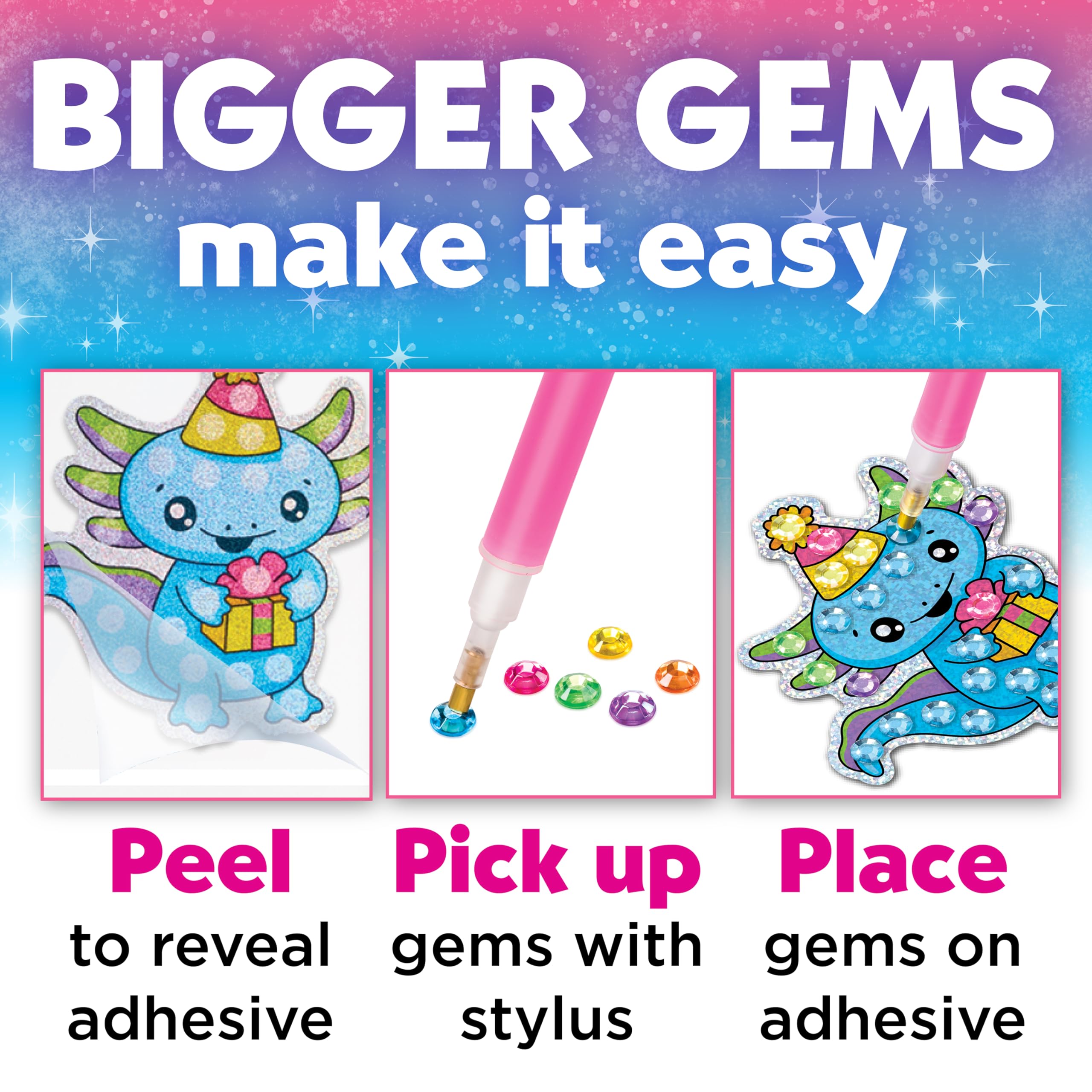 Big Gem Diamond Painting Kit – Axolotl Stickers & Suncatchers for Kids Ages 6-8+