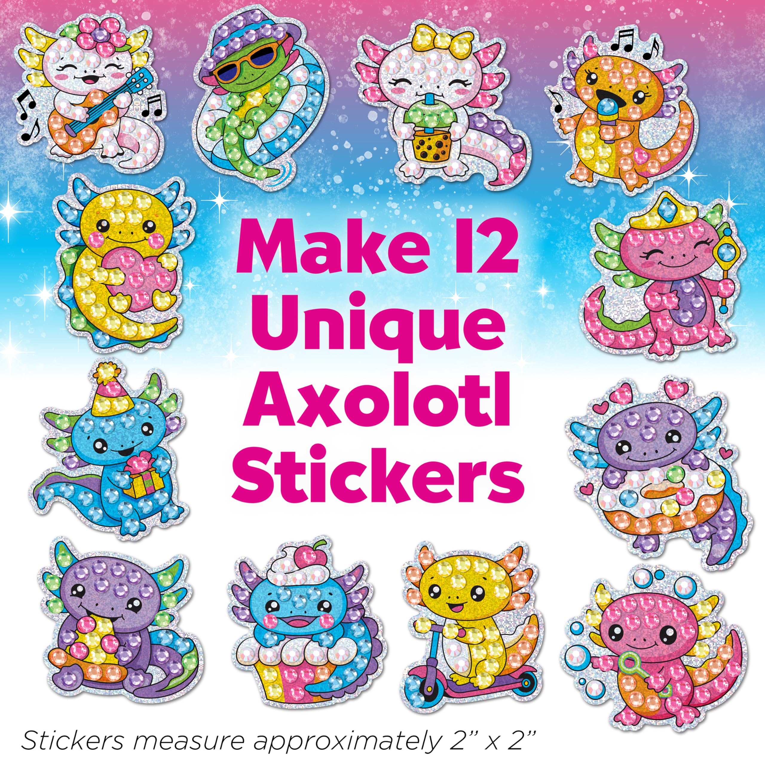 Big Gem Diamond Painting Kit – Axolotl Stickers & Suncatchers for Kids Ages 6-8+