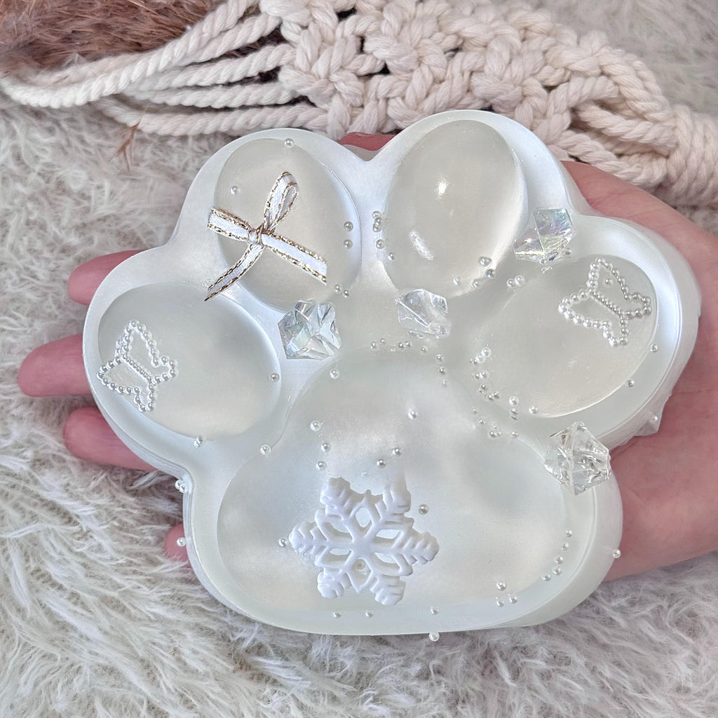 Big Taba Squishy Cat Paw 5in - Slow-Rising Sticky Fidget Toy, Transparent & Milky White, Stress Relief, Gift