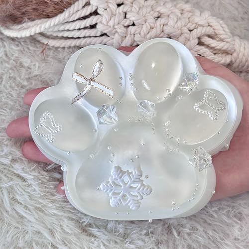 Big Taba Squishy Cat Paw 5in - Slow-Rising Sticky Fidget Toy, Transparent & Milky White, Stress Relief, Gift