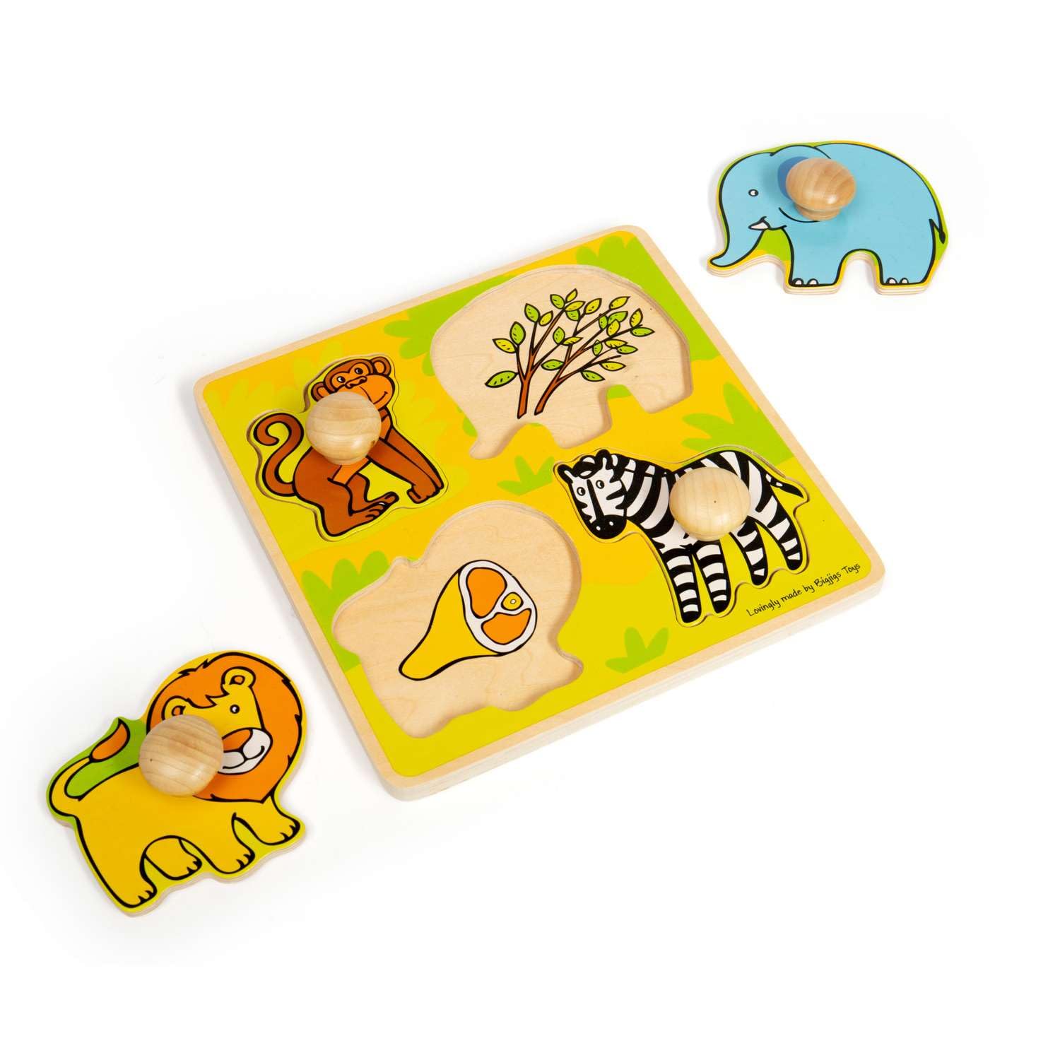 Bigjigs Toys My First Matching Puzzle Safari – Wooden Peg Puzzle for Ages 1+