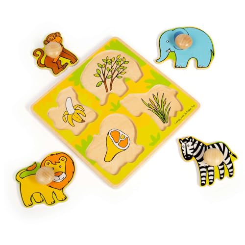 Bigjigs Toys My First Matching Puzzle Safari – Wooden Peg Puzzle for Ages 1+