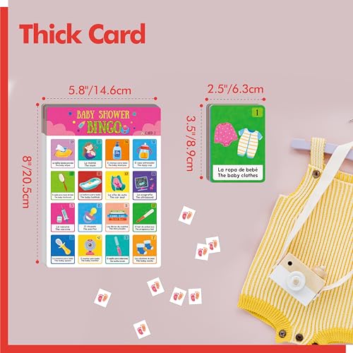 Bilingual Baby Shower Bingo Game – 50 Spanish & English Cards for Gender Reveal Parties