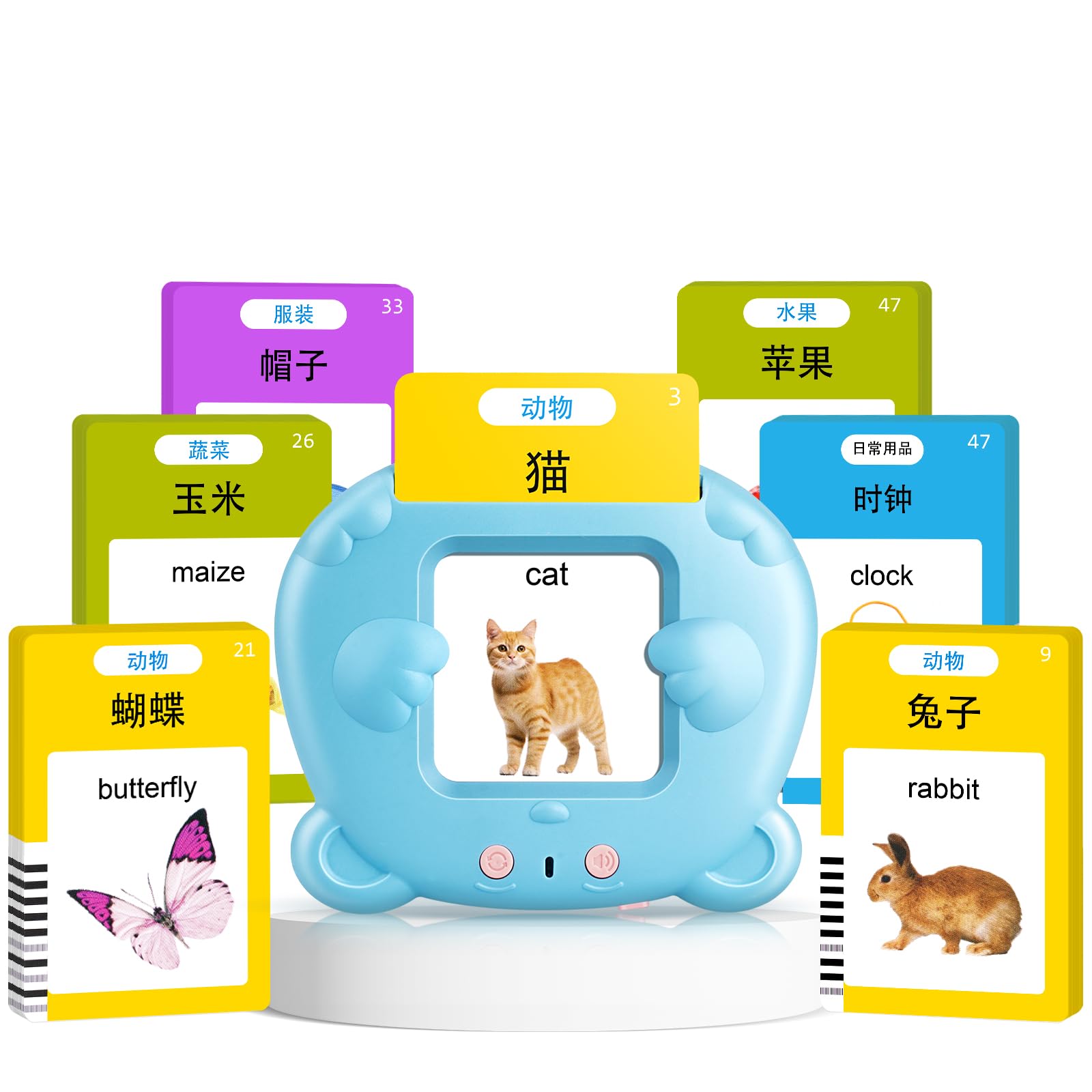 Bilingual Talking Flash Cards for Toddlers: Chinese & English with 224 Sight Words, Montessori Speech Therapy Toy, Rechargeable