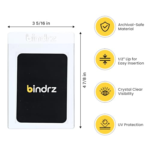 bindrz 50 Semi Rigid Card Holders for PSA, BGS, SGC, CSG Grading – Clear PVC, 3-5/16" x 4-7/8" with 1/2" Lip
