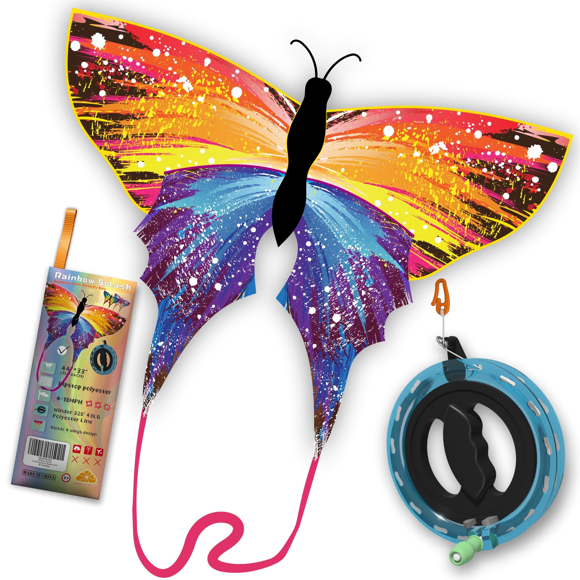 Bionic Flying Insect Kite – 4-Wing Butterfly & Dragonfly Kite with Rotating Reel, Easy to Fly for Kids and Adults