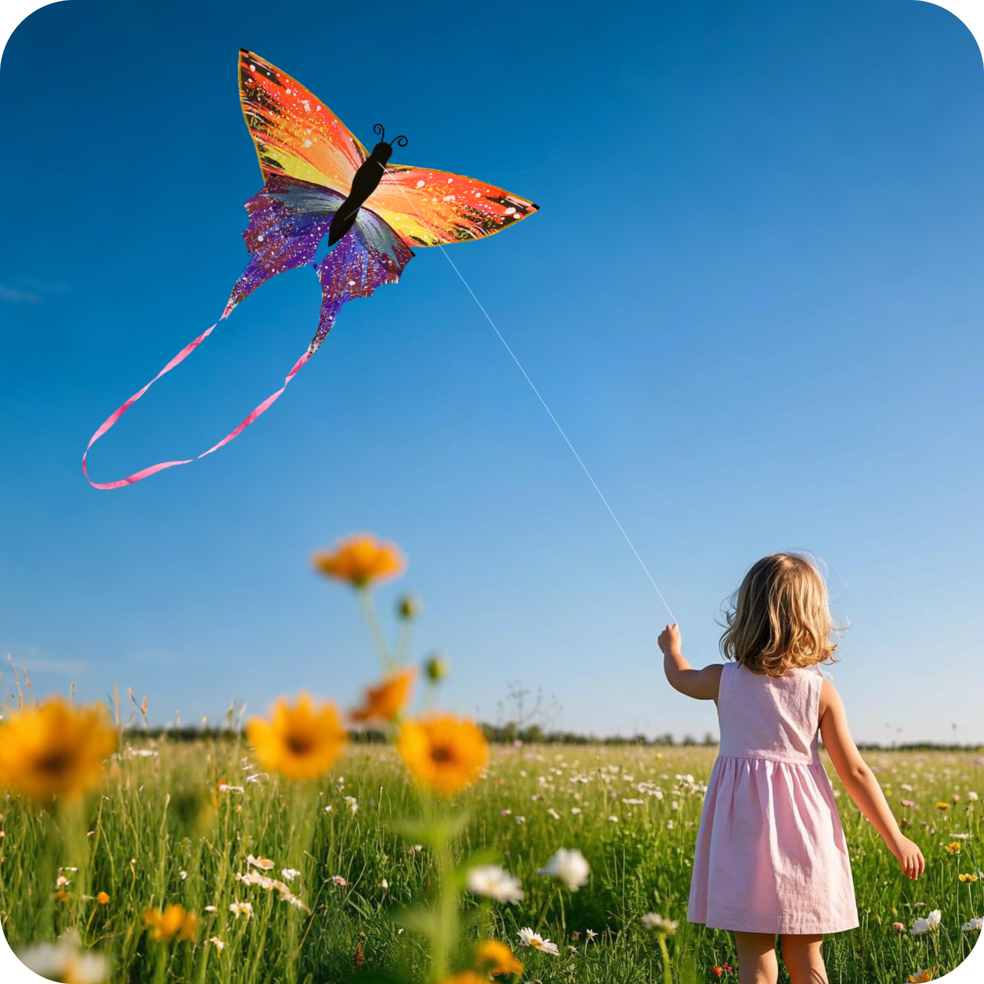 Bionic Flying Insect Kite – 4-Wing Butterfly & Dragonfly Kite with Rotating Reel, Easy to Fly for Kids and Adults