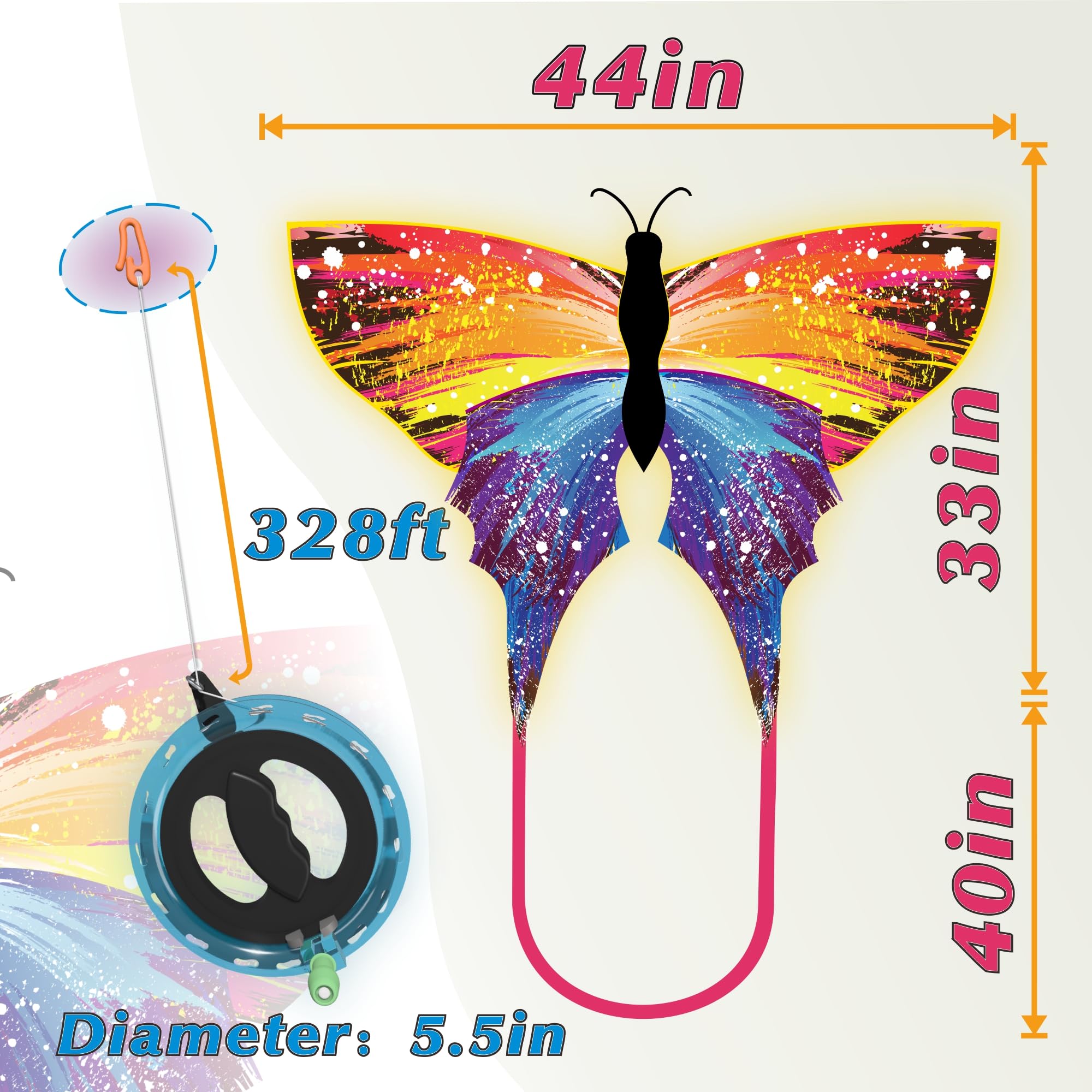Bionic Flying Insect Kite – 4-Wing Butterfly & Dragonfly Kite with Rotating Reel, Easy to Fly for Kids and Adults