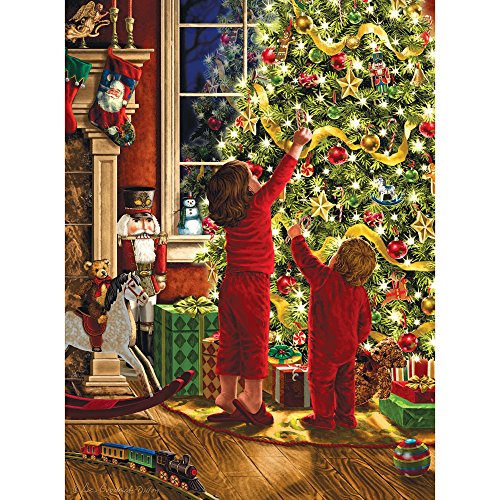 Bits and Pieces 1000 Piece Glitter Puzzle: Children Decorating Christmas Tree by Liz Goodrick Dillon