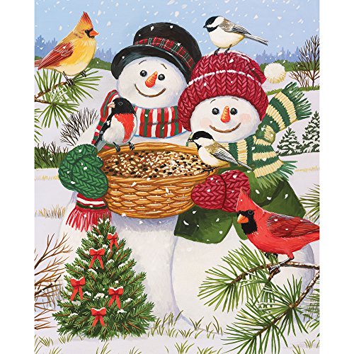 Bits and Pieces 200-Piece Jigsaw Puzzle – Snow Couple Feeding the Birds by William Vanderdasson, Finished Size 15" x 19"