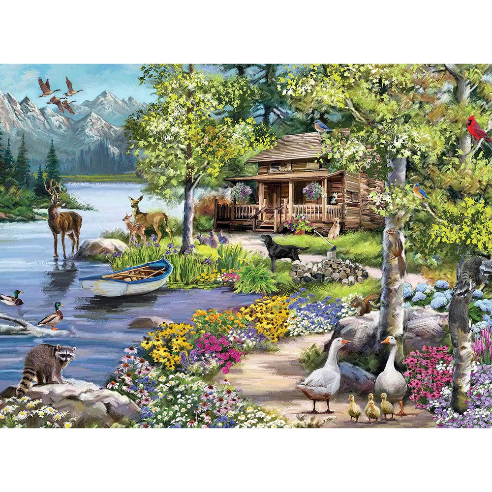 Bits and Pieces 300-Piece Jigsaw Puzzle: Cabin by The Lake by The Macneil Studio, 18x24 Inches