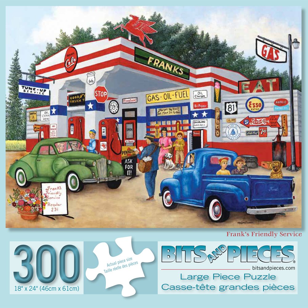 Bits and Pieces 300-Piece Jigsaw Puzzle – Frank's Friendly Service by Kay Lamb Shannon (18" x 24")