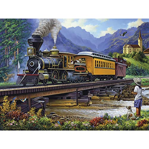 Bits and Pieces 300-Piece Jigsaw Puzzle – Old Stream Train by Oleg Gavrilov, 18x24 Inches