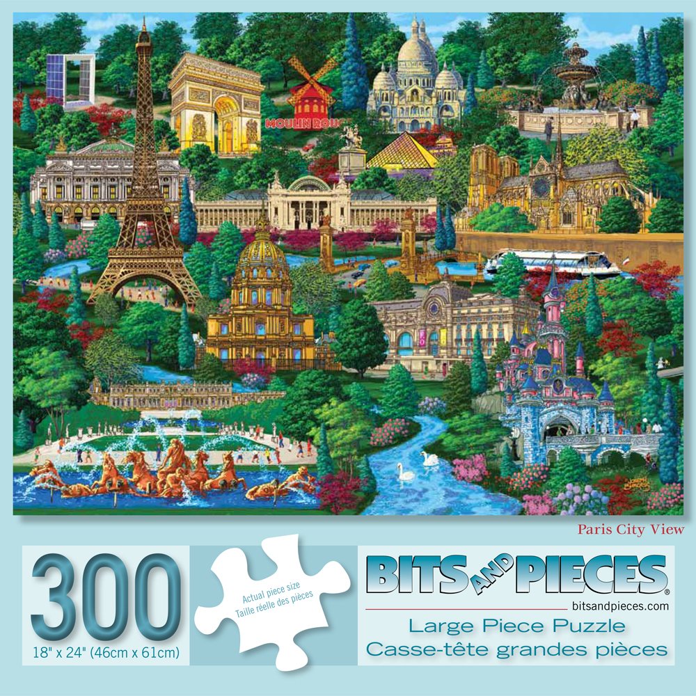 Bits and Pieces 300-Piece Jigsaw Puzzle – Paris City View by Joseph Burgess (18x24 Inches)