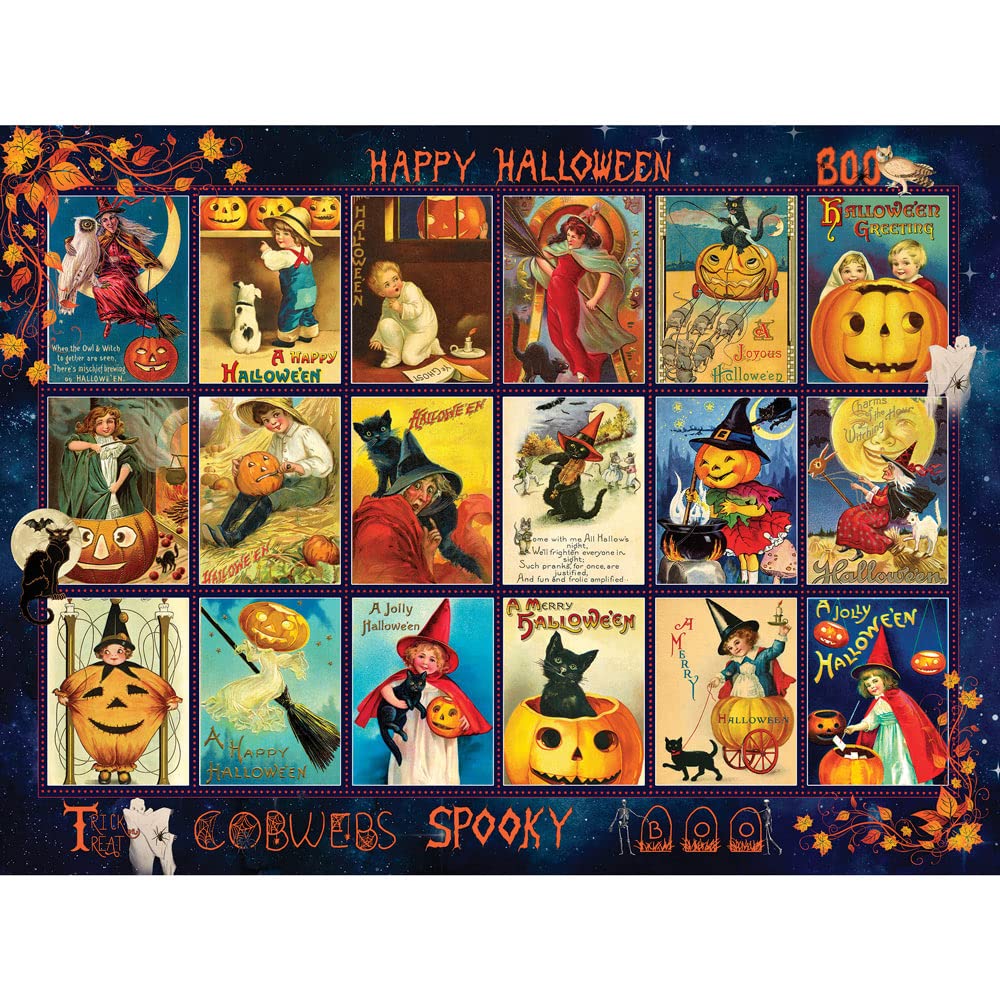Bits and Pieces 300-Piece Vintage Halloween Jigsaw Puzzle – Pumpkin Collage by Finchley Paper Arts Ltd, 18" x 24"