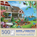 Bits and Pieces 500-Piece Coastal Beach House Jigsaw Puzzle – Alan Giana Artwork, 18" x 24"
