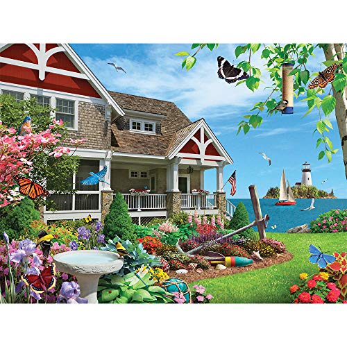 Bits and Pieces 500-Piece Coastal Beach House Jigsaw Puzzle – Alan Giana Artwork, 18" x 24"