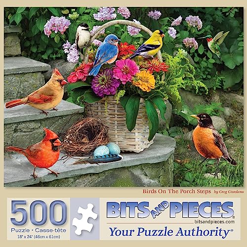 Bits and Pieces 500-Piece Jigsaw Puzzle: Birds On The Porch Steps by Greg Giordano – 18" x 24"